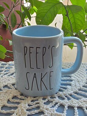 Rae Dunn Peep's Sake Artesian Collection Coffee Cup Light Blue 16+ Oz By Magenta